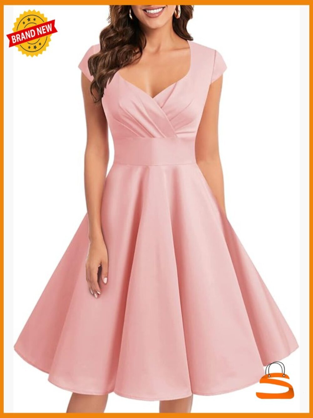 1950s Vintage Retro Swing Cocktail Dress with Sweetheart Neckline